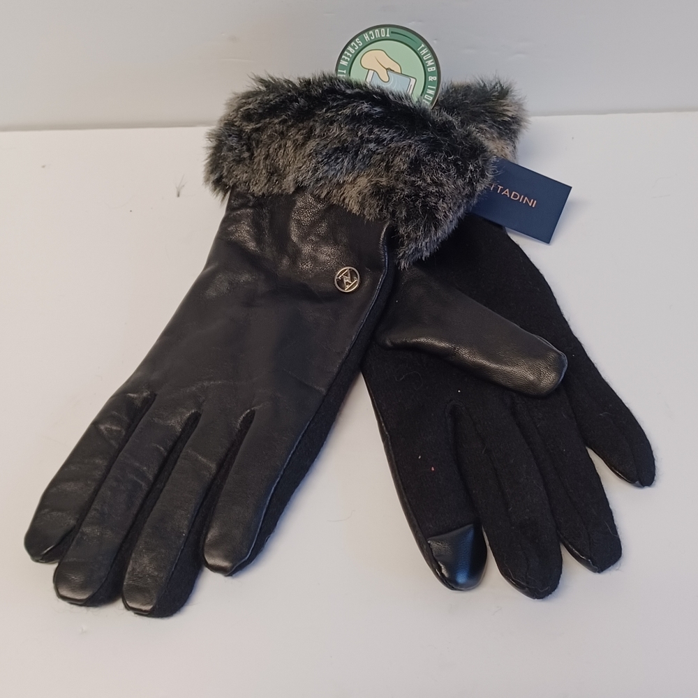 adrienne vittadini faux fur gloves - touch screen accessible
